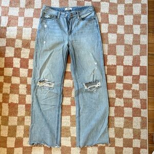 Just Black Denim Light Blue Ripped Straight Leg Jeans